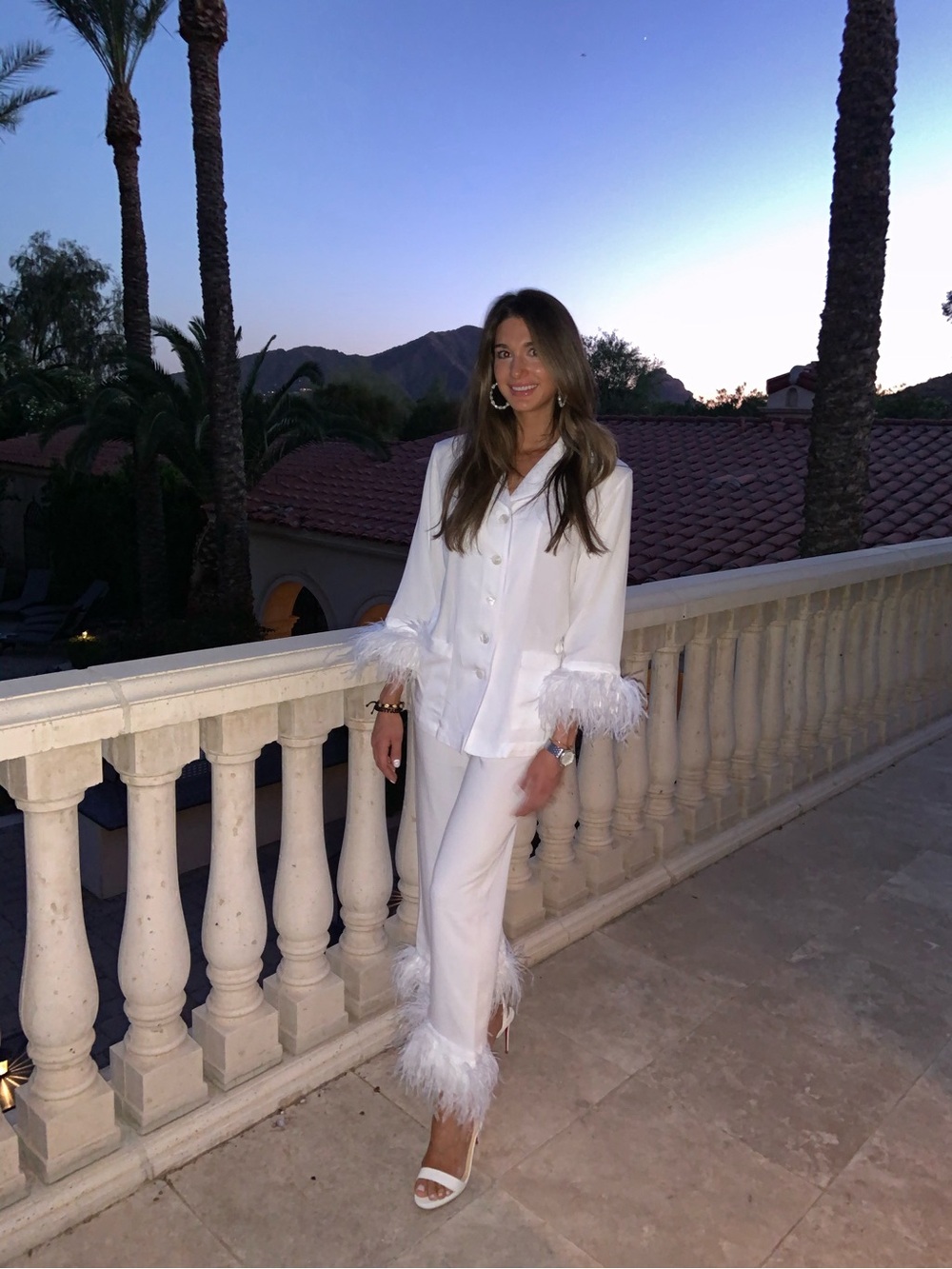 Sleeper White Feather-Trim Pajama Set